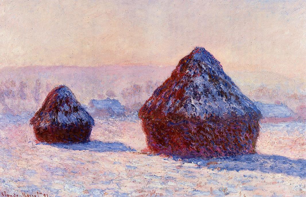 Order Oil Painting Replica Grainstacks in the Morning, Snow Effect, 1891 by Claude Monet (1840-1926, France) | ArtsDot.com