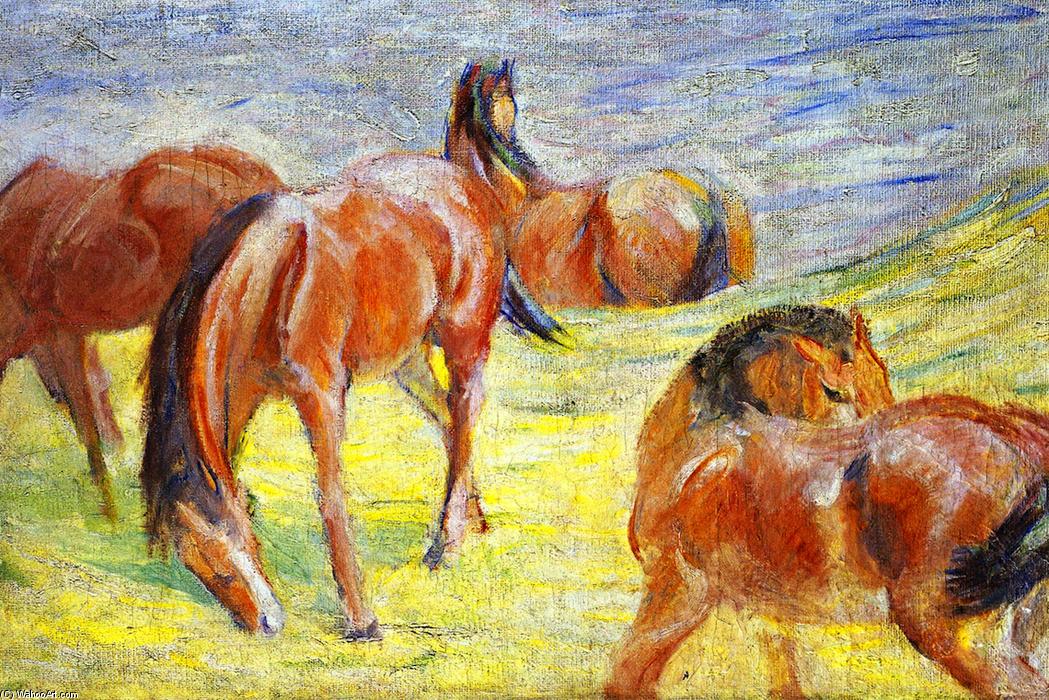 Order Oil Painting Replica Grazing Horses, 1910 by Franz Marc (1880-1916, Germany) | ArtsDot.com