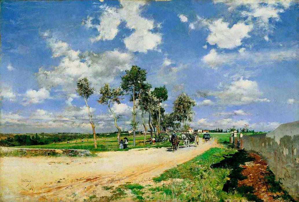 Buy Museum Art Reproductions The Great Road in the Villas Combes, 1873 by Giovanni Boldini (1842-1931, Italy) | ArtsDot.com