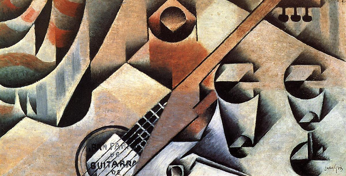 Order Oil Painting Replica Guitar and Glasses (also known as Banjo and Glasses), 1912 by Juan Gris (1887-1927, Spain) | ArtsDot.com