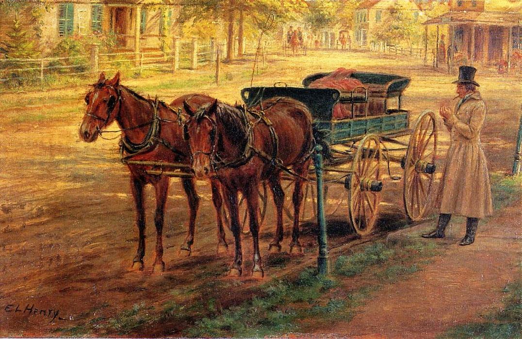 Order Paintings Reproductions Horse and Buggy by Edward Lamson Henry (1841-1919, United States) | ArtsDot.com