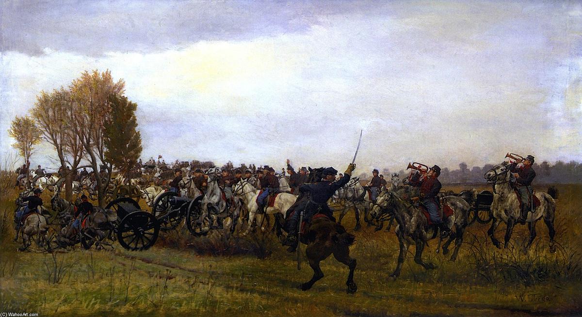 Order Art Reproductions Horse Artillery, 1865. Going into Battle: Skirmish before Petersburg, 1893 by William Trego (1858-1909, United States) | ArtsDot.com