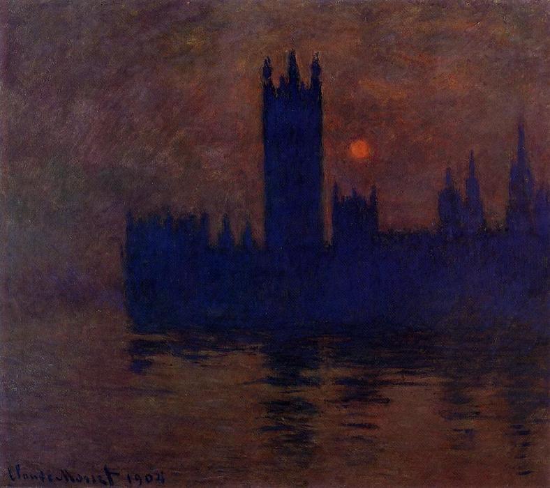 Order Paintings Reproductions Houses of Parliament, Sunset, 1900 by Claude Monet (1840-1926, France) | ArtsDot.com