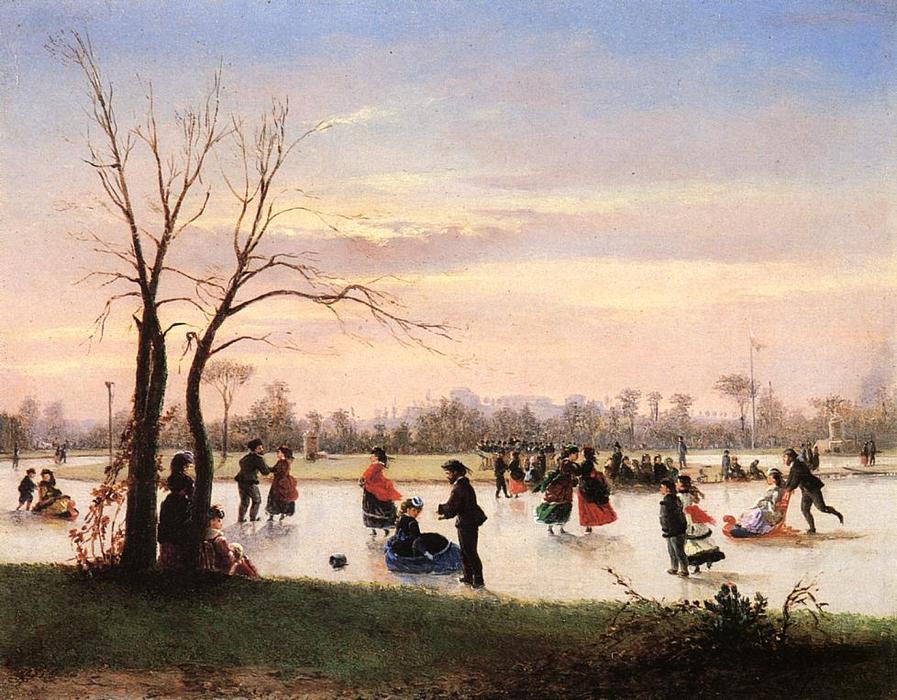 Buy Museum Art Reproductions Ice Skating at Twilight by Conrad Wise Chapman (1842-1910, United States) | ArtsDot.com