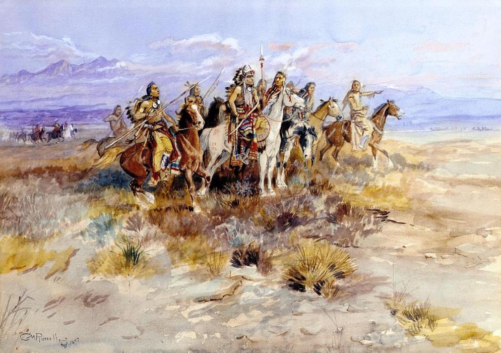 Order Oil Painting Replica Indian Scouting Party, 1897 by Charles Marion Russell (1864-1926, United States) | ArtsDot.com