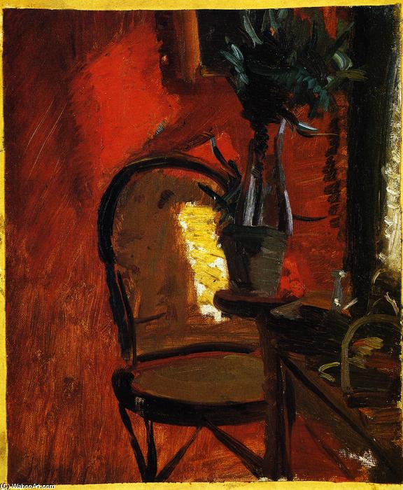 順序 油絵 椅子および植物が付いている内部 バイ Anna Kirstine Ancher (1859-1935, Denmark) | ArtsDot.com