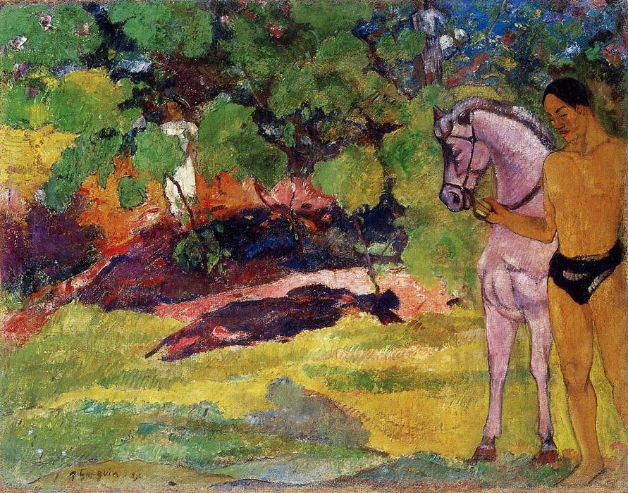 Order Oil Painting Replica In the Vanilla Grove, Man and Horse (also known as The Rendezvous), 1891 by Paul Gauguin (1848-1903, France) | ArtsDot.com