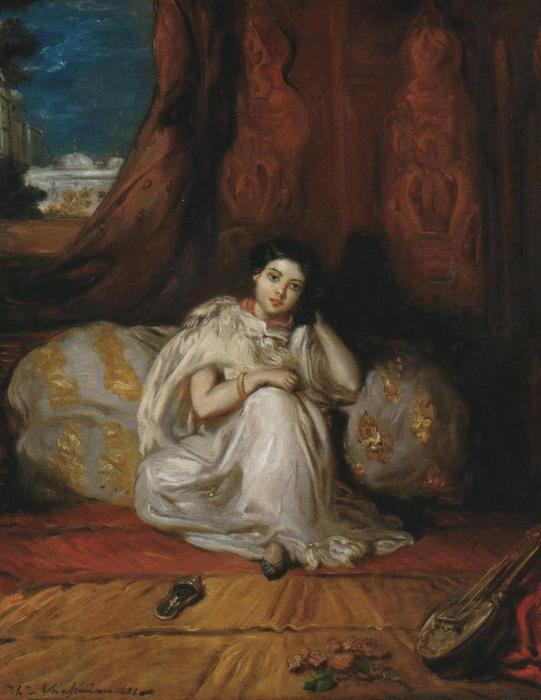 Order Oil Painting Replica Jeune fille mauresque, assise dans un riche intérieur (also known as Almée), 1853 by Théodore Chassériau (1819-1856, Dominican Republic) | ArtsDot.com