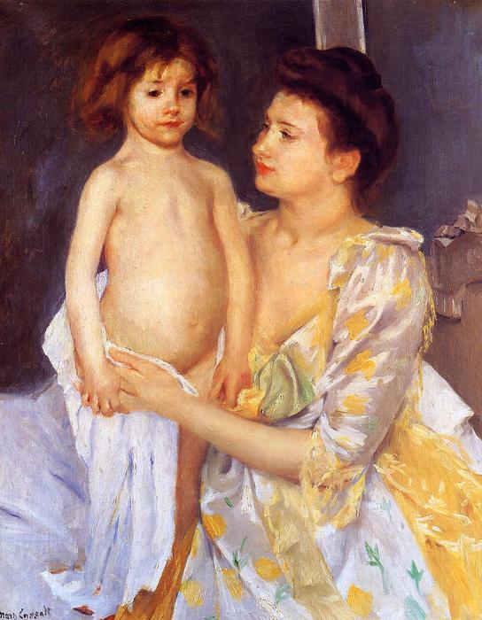 Order Oil Painting Replica Jules Being Dried by His Mother, 1900 by Mary Stevenson Cassatt (1843-1926, United States) | ArtsDot.com