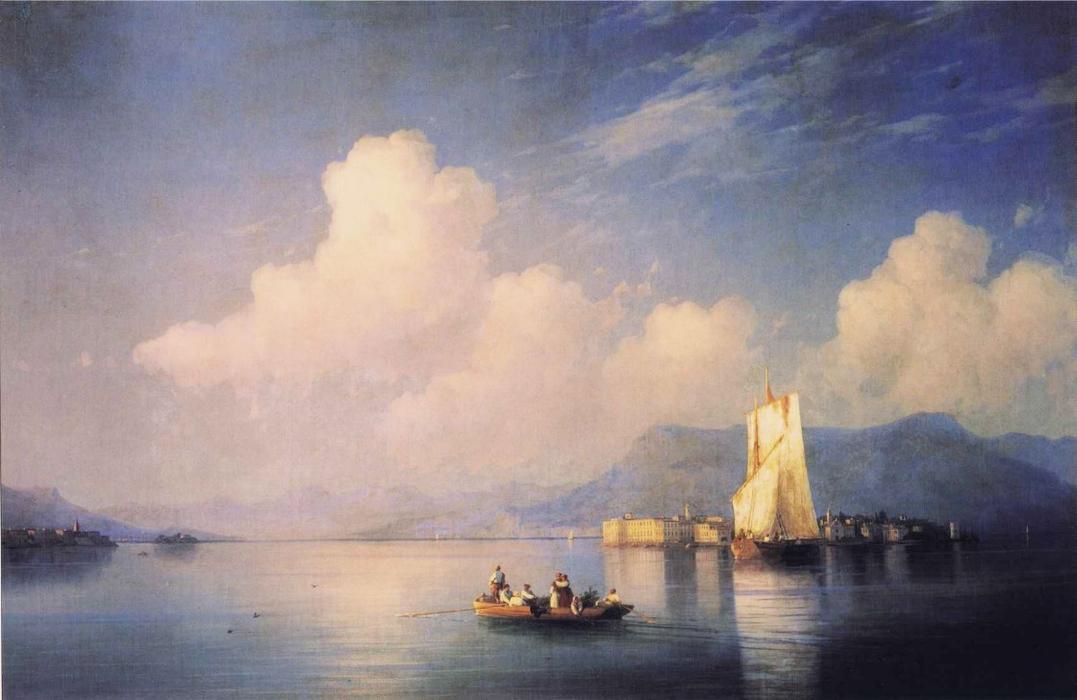 Order Art Reproductions Lake Maggiore in the Evening, 1858 by Ivan Aivazovsky (1817-1900, Russia) | ArtsDot.com