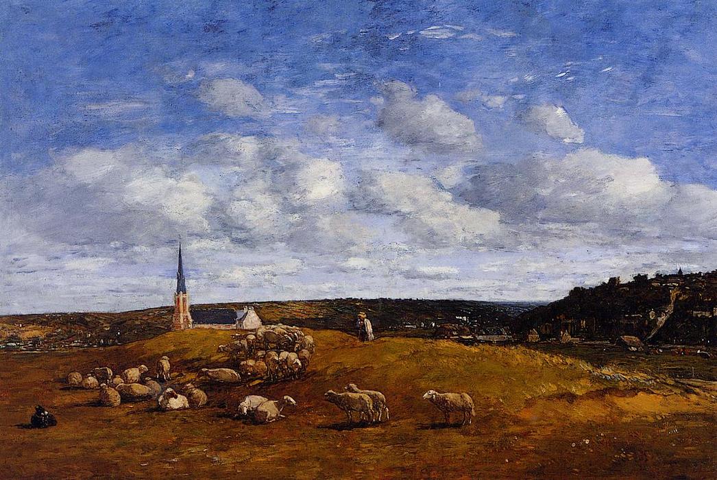 Order Oil Painting Replica Landscape near Deauville, 1870 by Eugène Louis Boudin (1824-1898, France) | ArtsDot.com