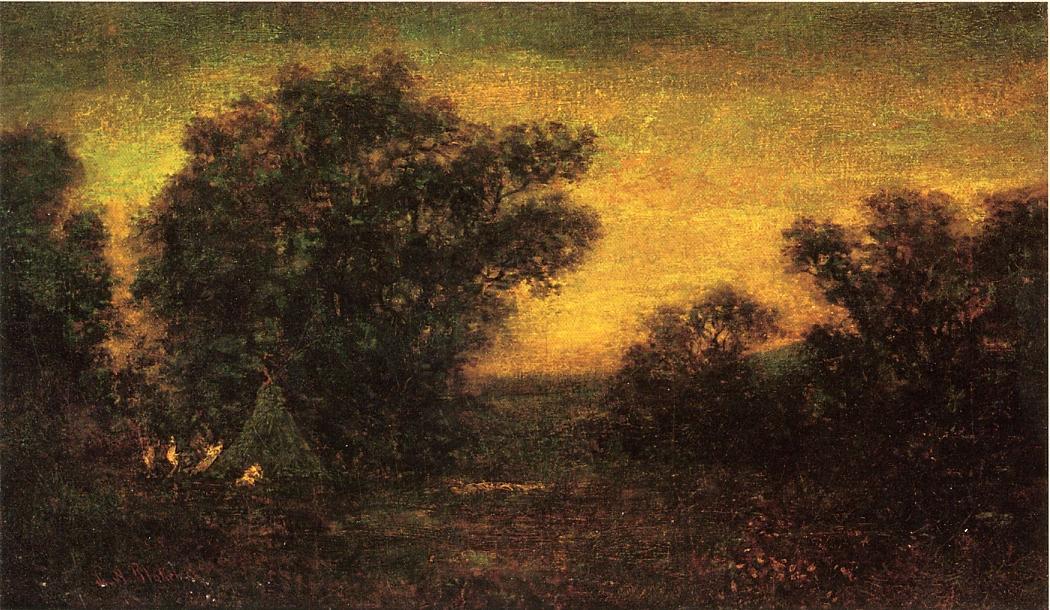 Order Oil Painting Replica Landscape with Indian Encampment by Ralph Albert Blakelock (1847-1919, United States) | ArtsDot.com