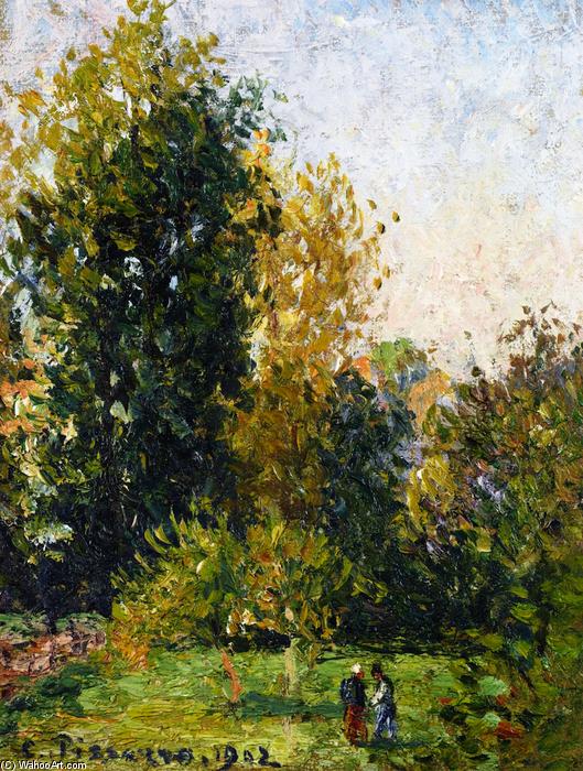 Order Art Reproductions Landscape with Two Figures, Éragny, Autumn, 1902 by Camille Pissarro (1830-1903, United States) | ArtsDot.com