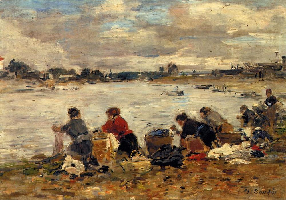 Order Art Reproductions Laundresses on the Banks of the Touques (15), 1894 by Eugène Louis Boudin (1824-1898, France) | ArtsDot.com