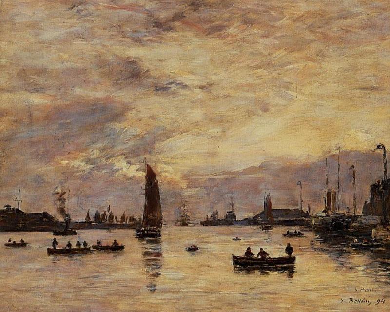 Order Oil Painting Replica Le Havre, l`avant-port, 1894 by Eugène Louis Boudin (1824-1898, France) | ArtsDot.com