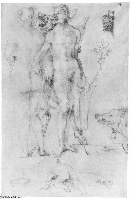 Order Artwork Replica Study Journal, naked couple and the Devil by Albrecht Durer (1471-1528, Italy) | ArtsDot.com