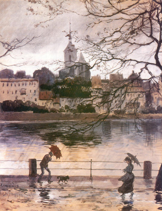 Order Paintings Reproductions Ray Embankment in Basel in the rain, 1896 by Alexandre Benois (Inspired By) (1870-1960, Russia) | ArtsDot.com
