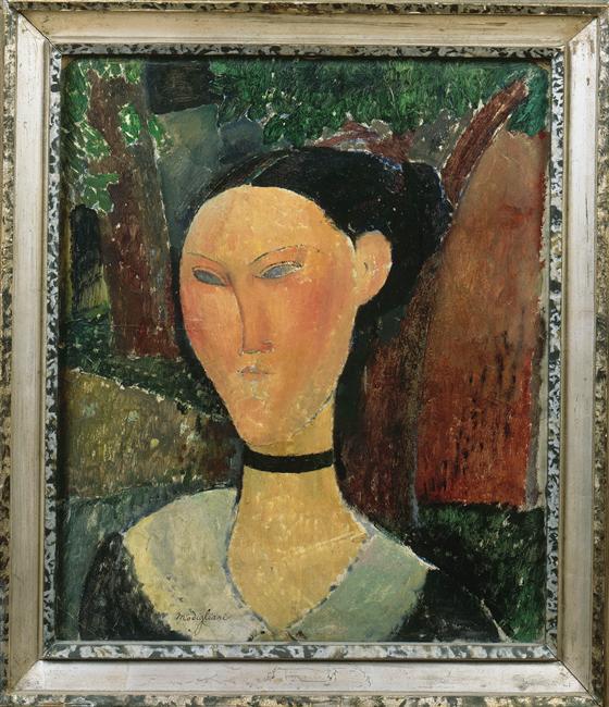 Buy Museum Art Reproductions A woman with velvet ribbon by Amedeo Modigliani | ArtsDot.com
