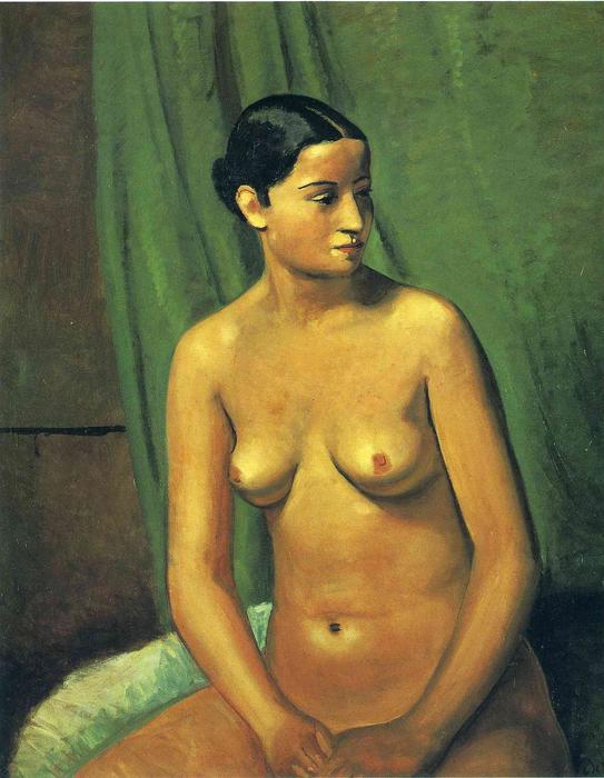Order Oil Painting Replica The female nude in front of green hanging, 1923 by André Derain (Inspired By) (1880-1954, France) | ArtsDot.com