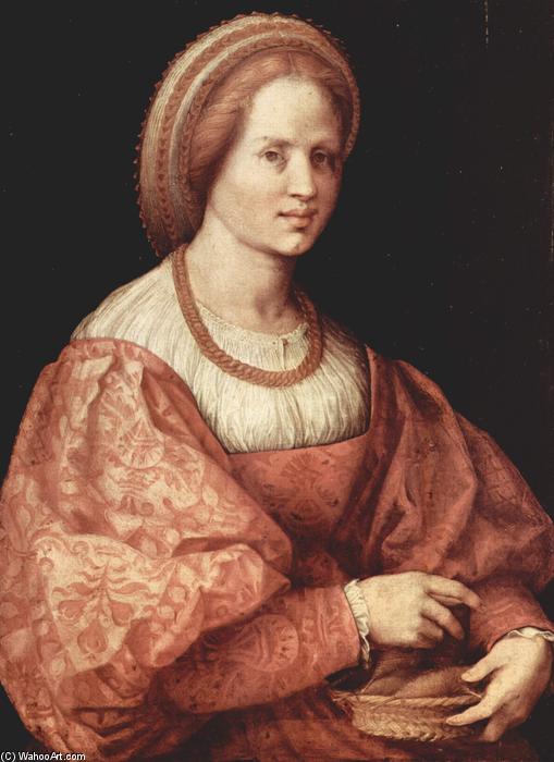 Order Oil Painting Replica Portrait of a Lady with Spindle Cup, 1516 by Andrea Del Sarto (1486-1530, Italy) | ArtsDot.com