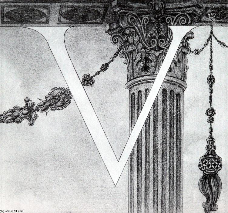Order Artwork Replica Design of Initial V by Aubrey Vincent Beardsley (1872-1898, United Kingdom) | ArtsDot.com