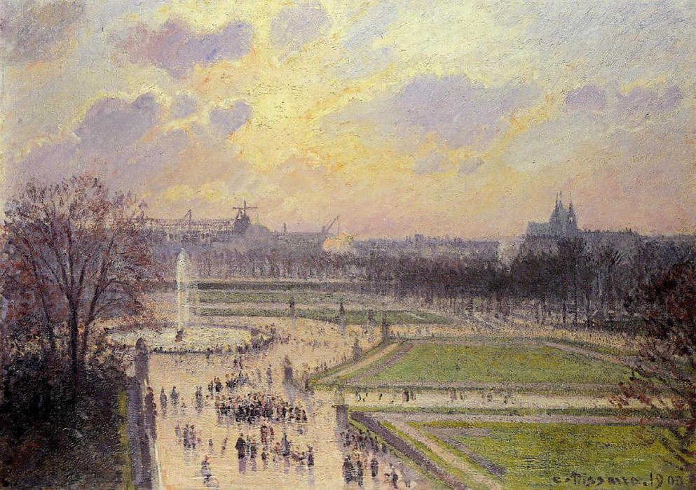 Order Oil Painting Replica The Bassin des Tuileries, Afternoon, 1900 by Camille Pissarro (1830-1903, United States) | ArtsDot.com