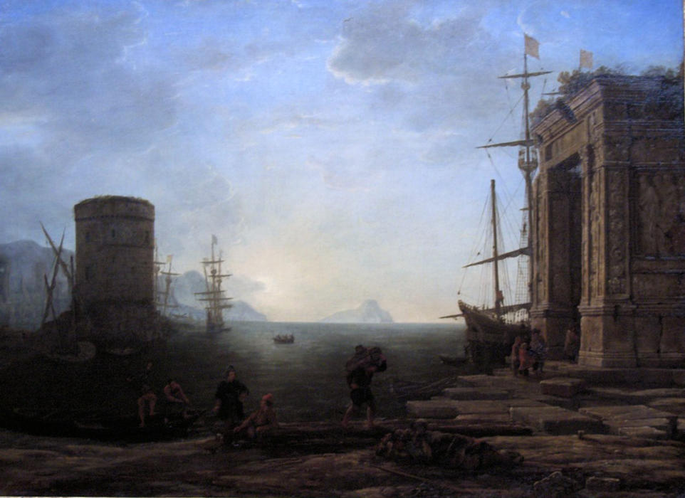 Order Paintings Reproductions Harbour view at sunrise, 1637 by Claude Lorrain (Claude Gellée) (1600-1682) | ArtsDot.com