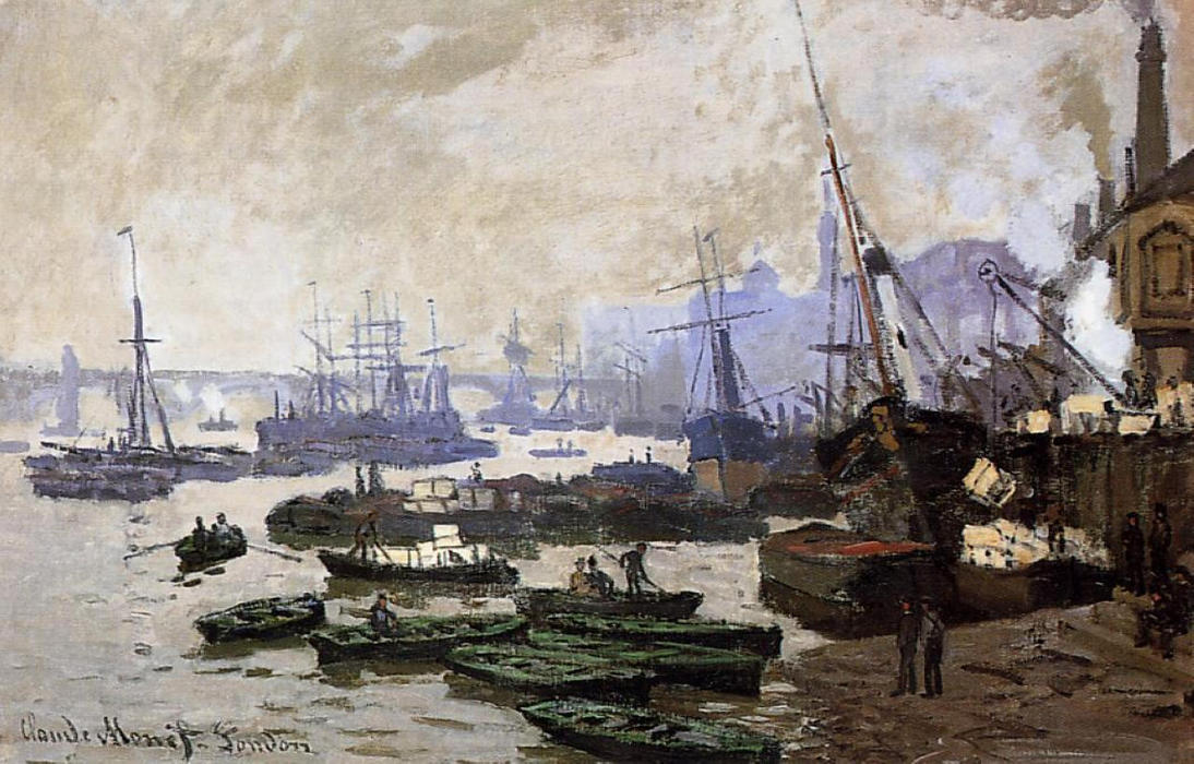 Buy Museum Art Reproductions Boats in the Pool of London, 1871 by Claude Monet (1840-1926, France) | ArtsDot.com