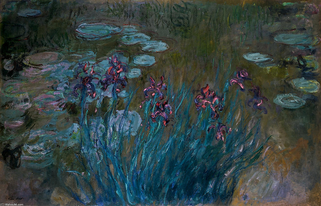 Order Art Reproductions Irises and Water-Lilies, 1917 by Claude Monet (1840-1926, France) | ArtsDot.com