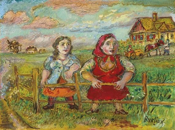 Buy Museum Art Reproductions Two girls by David Davidovich Burliuk (Inspired By) (1882-1967) | ArtsDot.com