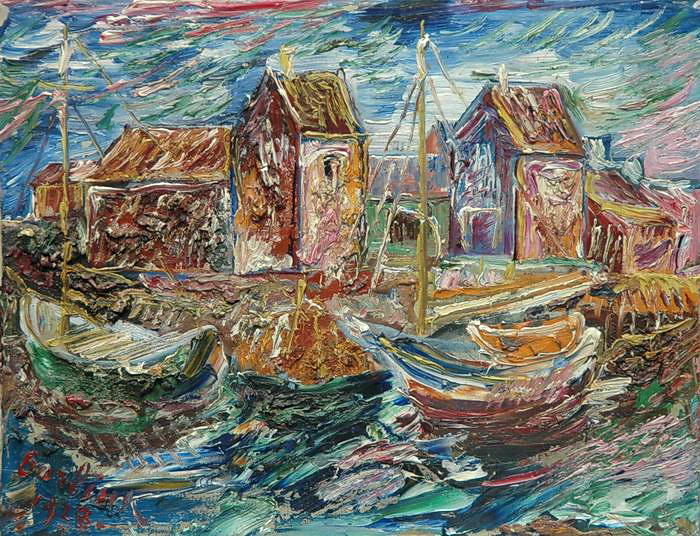 Buy Museum Art Reproductions In the harbour by David Davidovich Burliuk (Inspired By) (1882-1967) | ArtsDot.com
