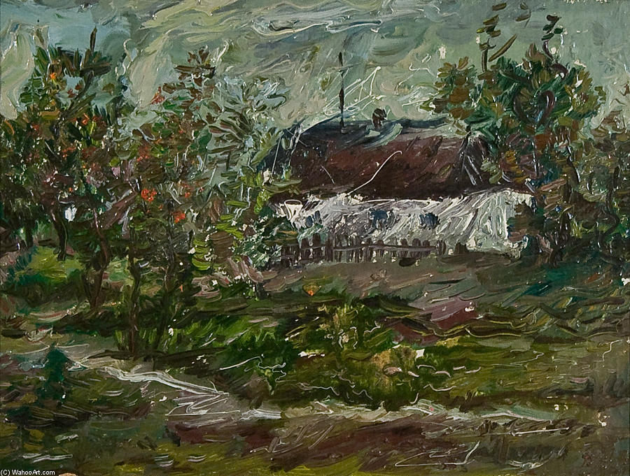 Order Artwork Replica Landscape with a house by David Davidovich Burliuk (Inspired By) (1882-1967) | ArtsDot.com