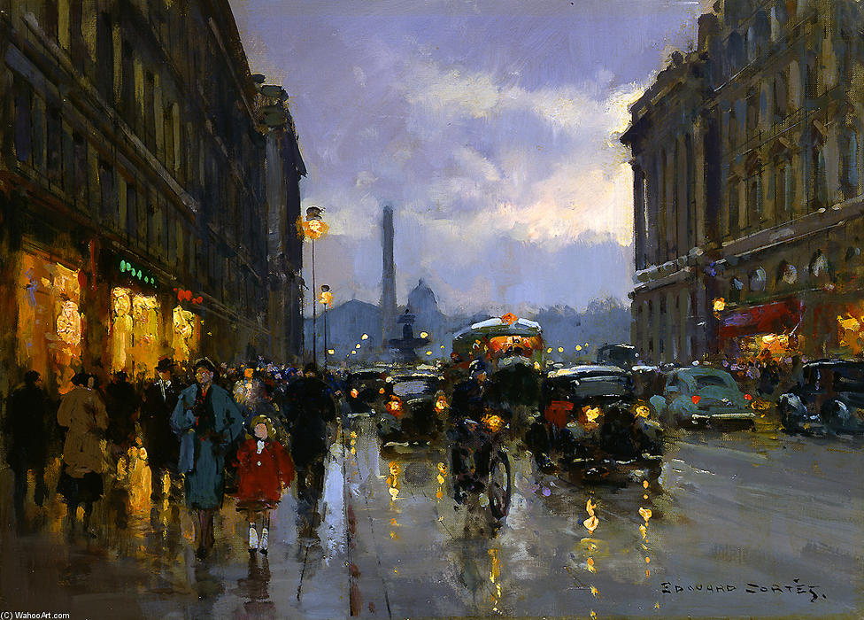 Order Paintings Reproductions Place de la Concorde by Edouard Cortes (Inspired By) (1882-1969, France) | ArtsDot.com