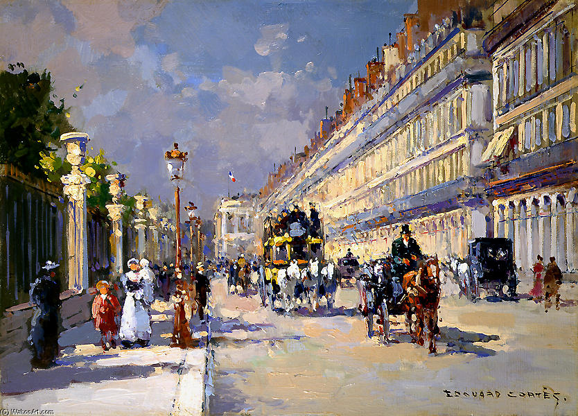 Order Oil Painting Replica Rue de Rivoli by Edouard Cortes (Inspired By) (1882-1969, France) | ArtsDot.com