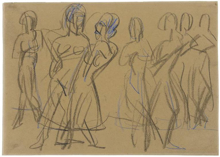 Buy Museum Art Reproductions Dance Group of the Mary Wigman School in Dresden, 1926 by Ernst Ludwig Kirchner (1880-1938, Germany) | ArtsDot.com