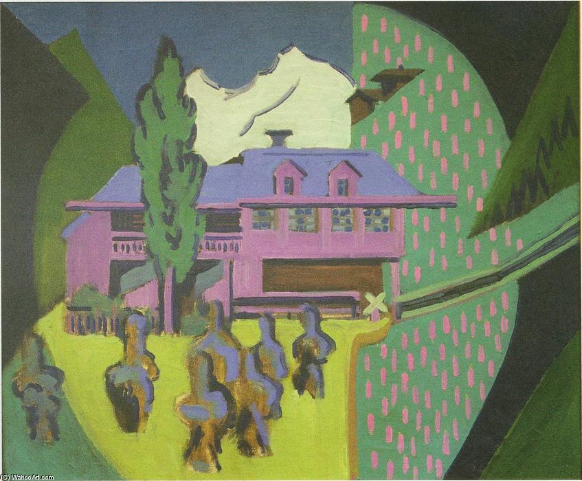 Order Oil Painting Replica Violett House infront of a Snowy Mountain, 1938 by Ernst Ludwig Kirchner (1880-1938, Germany) | ArtsDot.com