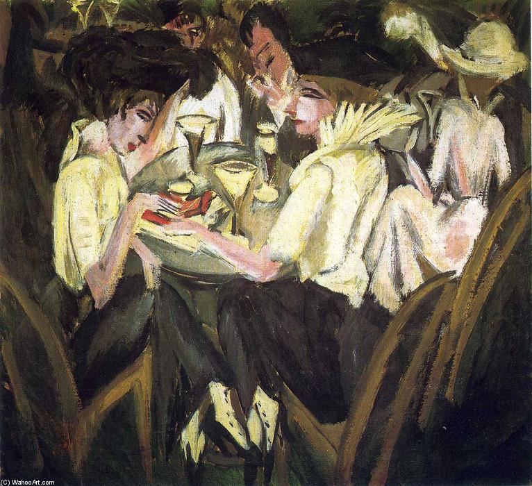 Order Paintings Reproductions The Garden Cafe, 1914 by Ernst Ludwig Kirchner (1880-1938, Germany) | ArtsDot.com