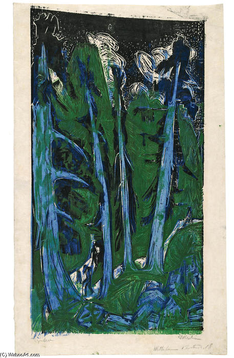 Buy Museum Art Reproductions Windswept Firs, 1919 by Ernst Ludwig Kirchner (1880-1938, Germany) | ArtsDot.com