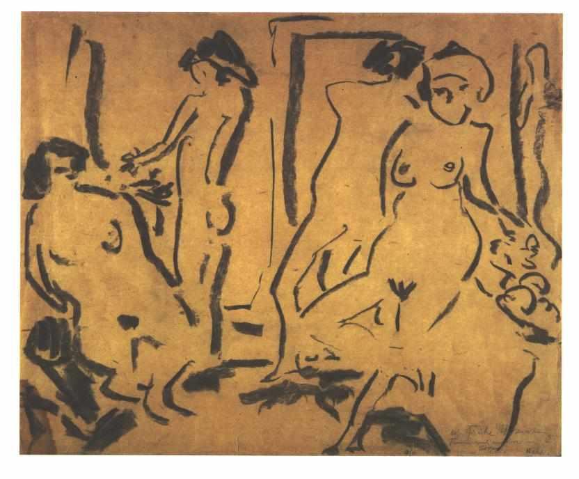 Order Artwork Replica Female Nudes in a Atelier by Ernst Ludwig Kirchner (1880-1938, Germany) | ArtsDot.com