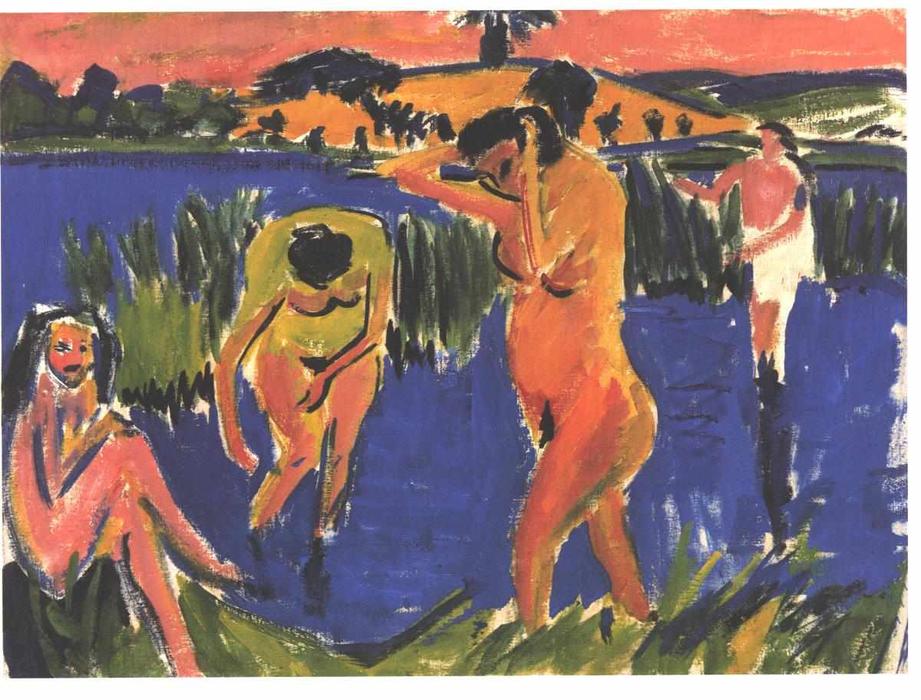 Buy Museum Art Reproductions Four Bathers by Ernst Ludwig Kirchner (1880-1938, Germany) | ArtsDot.com