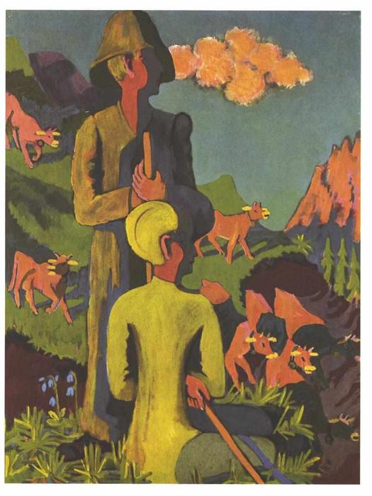 Buy Museum Art Reproductions Shepherd in the evening by Ernst Ludwig Kirchner (1880-1938, Germany) | ArtsDot.com