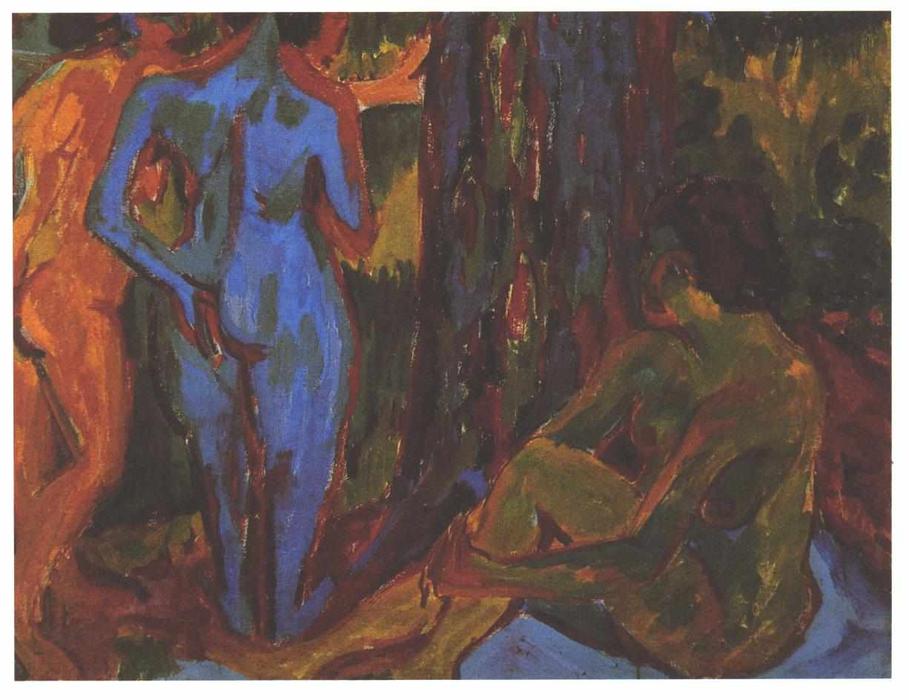 Order Oil Painting Replica Three Nudes by Ernst Ludwig Kirchner (1880-1938, Germany) | ArtsDot.com