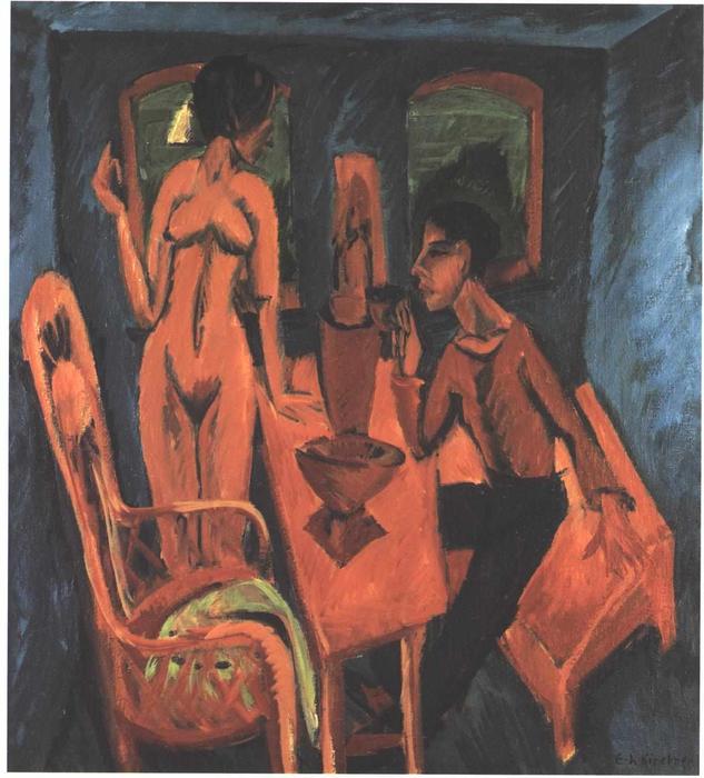 Order Oil Painting Replica Tower Room. Selfportrait with Erna by Ernst Ludwig Kirchner (1880-1938, Germany) | ArtsDot.com