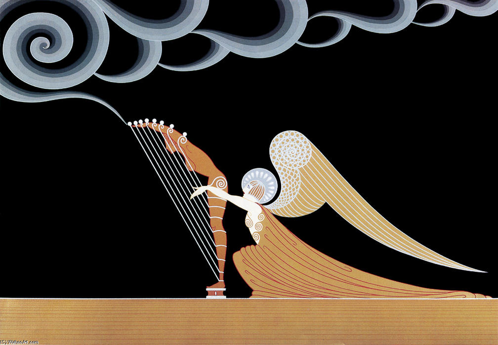 Order Oil Painting Replica The Angel by Erté (Romain De Tirtoff) (Inspired By) (1892-1990, Russia) | ArtsDot.com
