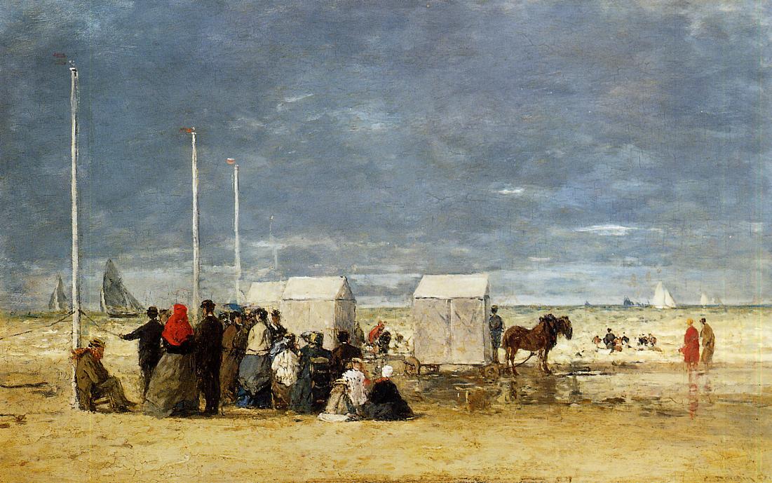 Order Paintings Reproductions On the Beach, 1867 by Eugène Louis Boudin (1824-1898, France) | ArtsDot.com