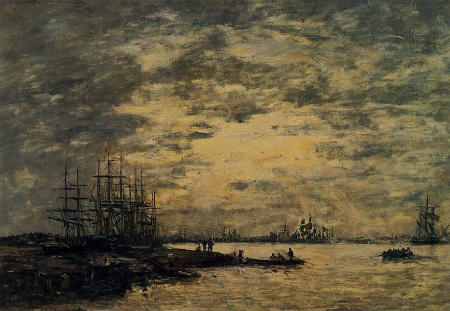Buy Museum Art Reproductions Bordeaux, Boats on the Garonne, 1875 by Eugène Louis Boudin (1824-1898, France) | ArtsDot.com