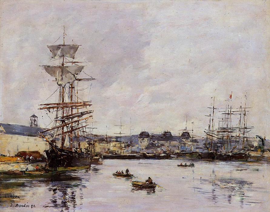 Order Artwork Replica Le Havre, the Casimir Delavigne Basin, 1892 by Eugène Louis Boudin (1824-1898, France) | ArtsDot.com