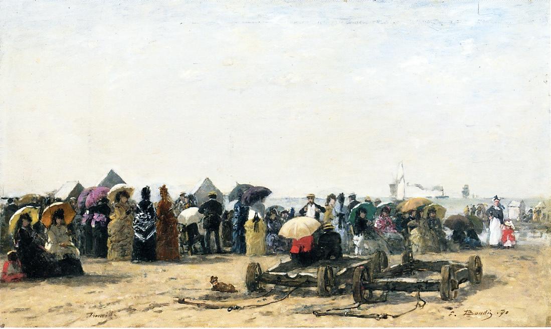 Buy Museum Art Reproductions Beach Scene at Trouville by Eugène Louis Boudin (1824-1898, France) | ArtsDot.com