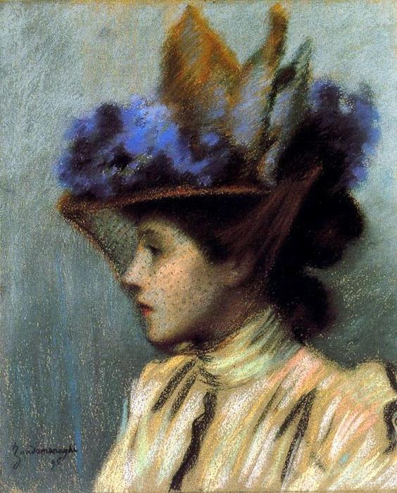Order Oil Painting Replica Lady with a hat, 1895 by Federico Zandomeneghi (1841-1917, Italy) | ArtsDot.com