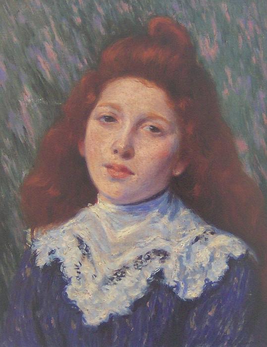 Order Paintings Reproductions The white collar by Federico Zandomeneghi (1841-1917, Italy) | ArtsDot.com